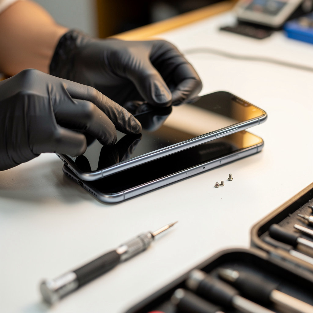 WIRELESS PROS technician performing precise iPhone screen repair in Chula Vista, CA